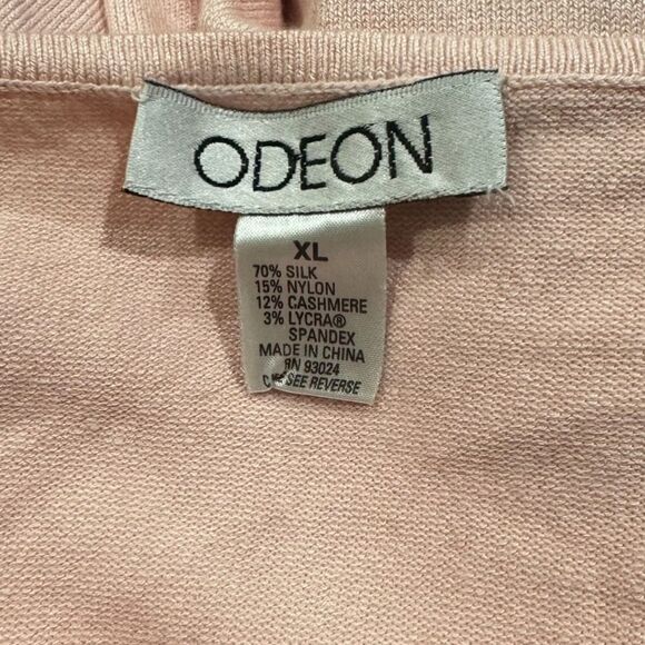 Odeon Silk Casmere Blend Beaded Pink Sweater Women’s XL - Picture 2 of 3